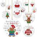 Vercraft 12 Set Friend Christmas Ornament 2025 Funny Ceramic Best Friendship Ornament Gift Gold Rope Organza Bag Naughty Xmas Hanging Gift for Women Soul Sister Work Bestie Christmas Tree Decoration