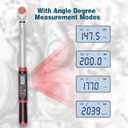 Leolee 1/2-Inch Drive Digital Torque Wrench with Angle, 7.38-147.5 Ft-Lb/10-200 Nm Electronic Torque Wrench with Preset Value, Data Storage, Buzzer, LED Flash Notification for Motorcycle, Car