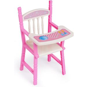 BABESIDE Baby Doll High Chair Toy Dining Chair for 10-12 Inch Dolls, Pretend Play Baby Doll Toy High Chair