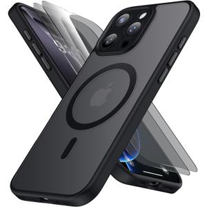 SEXYMOM Magnetic for iPhone 16 Pro Max Case with 2 Privacy Screen Protectors - Upgraded Camera Protection - Wireless Charging Compatible,21ft Drop Tested,Slim Fit Matte Phone Case - Black