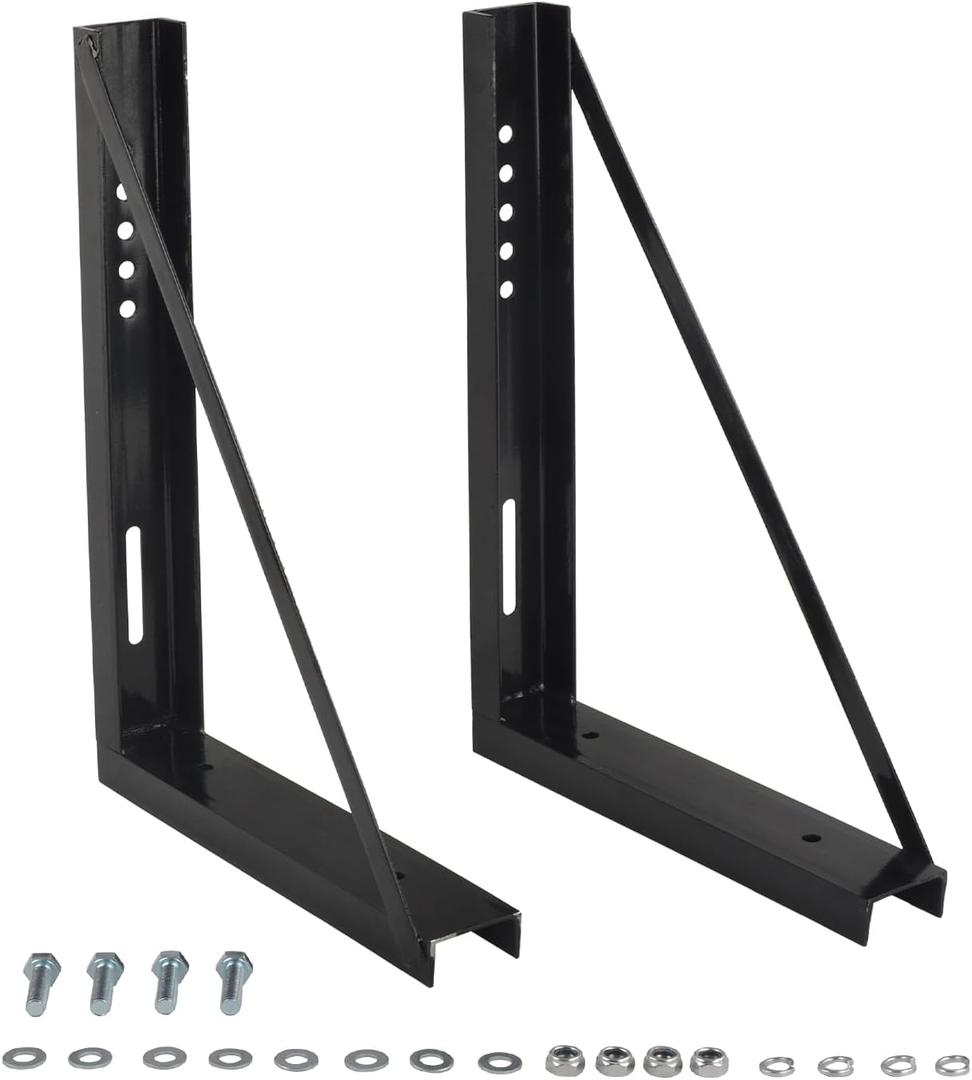 Bolted Steel Mounting Brackets for Trailer Tongue Box18"x24"Set of 2- Black.