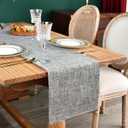 Farmhouse Rustic Faux Linen Table Runner Neutral Grey Table Runners Double Layer Reversible Rectangle Runners for Daily Use Kitchen Dining Banquet Holiday 13x48 Inch