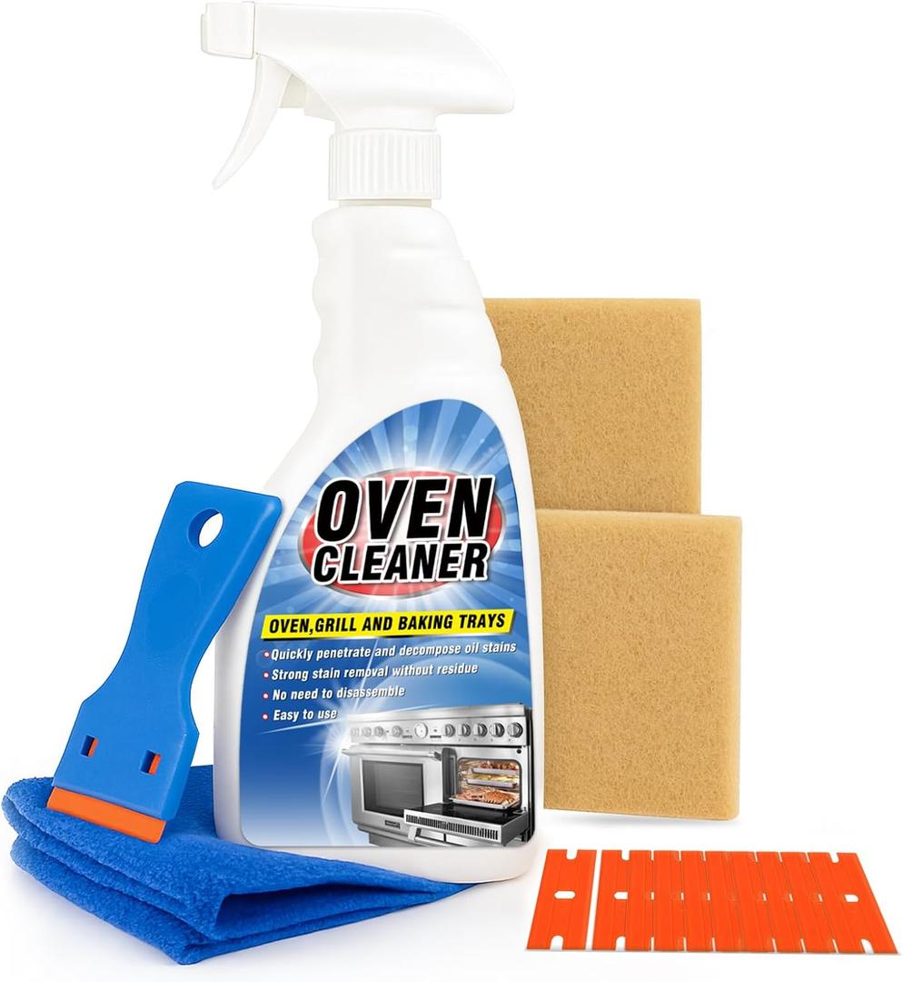 2 x Heavy Duty Stove and Oven Cleaner Kit, Includes Cleaning Tool, Razor, Scraper and 1 Pad to Remove Tough Stains - Use on Gas, Electric, Ceramic Surfaces, 4 Piece (16.9, Fluid Ounces)