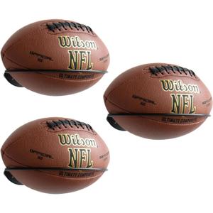 Wallniture Sporta Ball Storage Rack Wall Mount Set of 3, Football Stand for Boys Room Decor and Man Cave Decor, Black Ball Holder for Sports Memorabilia, Steel