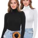 HOPLYNN 2/4 Pack Thermal Turtleneck Women Fleece Lined Turtle Neck Long Sleeve Shirts Mock Pullover Sweater Tops (Small, 1 Black 1 White)