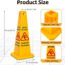 10 Pcs 26.3" Floor Cone Yellow Caution Sign, 4-Sided Bilingual Signs, English/Spanish, Public Caution for Indoors and Outdoors(with a chain)
