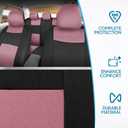 BDK PolyPro Car Seat Covers Full Set in Pink on Black, Front and Rear Split Bench Seat Covers for Cars, Easy to Install Car Seats Cover Set and Accessories for Auto Trucks Van SUV - Pink