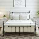 Golden Gate Beds Victorian Style Metal Platform Bed Frame with Antique Wrought Iron-Art Headboard and Footboard, Classic Cama Steel Mattress Foundation, No Box Spring Needed, King Size, Black Finish