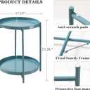 TeoKJ 2 Tier Round Side Table, Folding Round Metal End Table Small Nightstand with Two Removable Tray for Bedroom Living Room Bedside Small Spaces Blue Gray