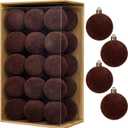 30PCS Velvet Christmas Ball Ornaments Set, 2.36" Shatterproof Baubles for Christmas Tree Decorations, Hanging Baubles with Soft Velvet Finish for Thanksgiving Holiday Party Dcor, Dark Brown
