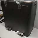 SONGMICS Trash Can, 2 x 10.6 Gallon (2 x 40 L) Garbage Can for Kitchen, with 15 Trash Bags, 2 Compartments, Plastic Inner Buckets and Hinged Lids, Airtight, Black ULTB730B80