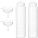 Uceoo 3 Hole Squeeze Bottle for Sauces, Plastic Squeeze Condiment Bottles Tomato Sauce Dispensers for Ketchup BBQ Dressing Paint Workshop Pancake Art Craft with 2 Funnels (22oz-2pcs)
