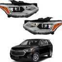 Driver Side and Passenger Side Headlights Assembly HID with DRL Replacement for Traverse 2018-2020 Housing Chrome Lamp LH RH 2PCS 84887857 84887858