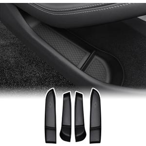 Shademax 4PCS Door Organizer Insert Tray for Tesla Model 3 Highland 2024 2025 2026 Door Side Storage Box for Tesla Model 3 Highland Accessories Front and Rear Slot Pockets Protector TPE Material