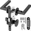 Magnetic Automatic Door Lock Silent Locking Anti-Collision Design Zinc Alloy Handle Aluminum Alloy Body Suitable for Doors with a Thickness of 1 3/8" to 2" Special Lock for Wooden Doors (Black)