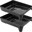 Bates- 9 Inch Paint Tray, 2 Pack, Black Plastic Paint Roller Tray 9 Inch, Deep Capacity, Textured Ridge