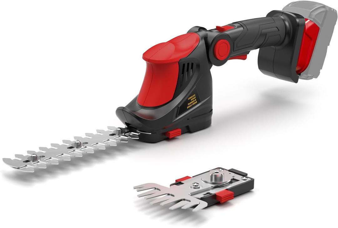 Hedge Trimmer Cordless for Milwaukee 18V MAX Battery, 1500RPM Grass Trimmer Electric Hedge Trimmer, 2 in 1 Design, Perfect for Yard, Garden, and Lawn Care(Battery Not Included) (Red)