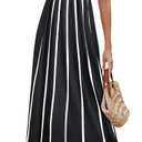 Sherosa Women Boho Chevron Striped Floral Printed Summer Sleeveless Tank Long Maxi Party Dress (Small)