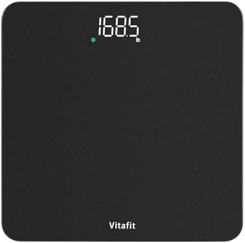 Vitafit Scale for Body Weight, High Accuracy 0.1lb by Our Professional Factory Since 2001, Digital Weight Scale LED and Step On, 3xAAA Batteries Included, 400lb/182kg, Spray Silver Black