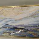 Large Textured Blue & Gold Mountain Framed Wall Art for Living Room, Abstract Landscape Oil Painting with Gold Foil for Bedroom, Modern Luxury Wall Decor for Office, Ready to Hang 28x56 Inches