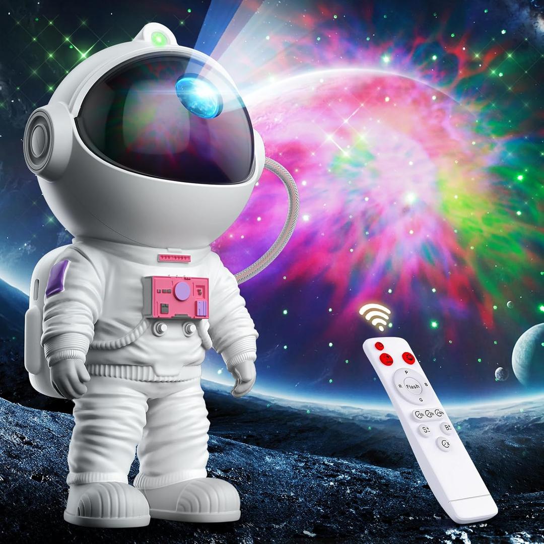 Astronaut Galaxy Projector, Star Projector for Bedroom, Nebula Night Light with Timer and Remote, LED Space Galaxy Lamp for Room Decor, Home Decor, Gifts for Kids, Christmas, Birthday (Pink)
