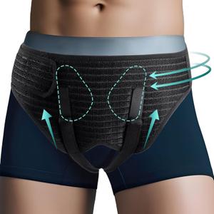Hernia Belt for Men Inguinal, Groin Support Brace with 4 Removable Silicone Compression Pads, Bilateral Hernia Truss for Pre/Post Surgery Pain Relief, Adjustable Waist Guard with Breathable Fabric & Skin-Friendly Lining, Easy to Wear, L