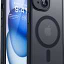 CANSHN Magnetic for iPhone 15 Case, Upgraded [Full Camera Protection] [Compatible with Magsafe] [Translucent Matte] Shockproof Protective Phone Case for iPhone 15 6.1" - Black