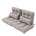 STillcomsy Outdoor Wicker Chair Cushions of 5Pieces,Tufted Patio Bench Cushions & 2Seat Cushions with Ties,2Lumber Pillows,Waterproof Cushions for Patio Furniture -Tan/Taupe