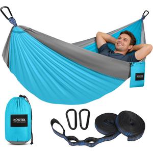 Kootek Camping Hammock, Portable Hammocks with Tree Straps & Attached Carry Bag, Camping Essentials Gear, Perfect for Outside Indoor Hiking Beach Backpack Travel