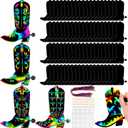 Hungdao 80 Pcs Western Cowboy Boot Scratch Cards for Men Rainbow Cowboy Crafts Scratch Paper Western Theme Party Favors for Adult Party Birthday DIY Activities