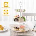 uxcell 2 Sets 2-Tier Cupcake Stand Holder, Round Tiered Serving Tray Stainless Steel Cup Cake Stand for Dessert Fruit Table Birthday Party Decoration Display, Silver