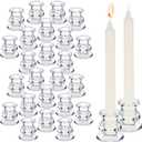 24 Pcs Candlestick Holders Glass Clear Taper Candle Holders 2.2" High Candle Stick for Wedding Centerpieces Decor Party Supplies
