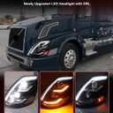 LED Headlight Assembly Compatible with Volvo VNL VN 2004-2017, Full LED Headlamp Replacement w/LED DRL, 1 Pair