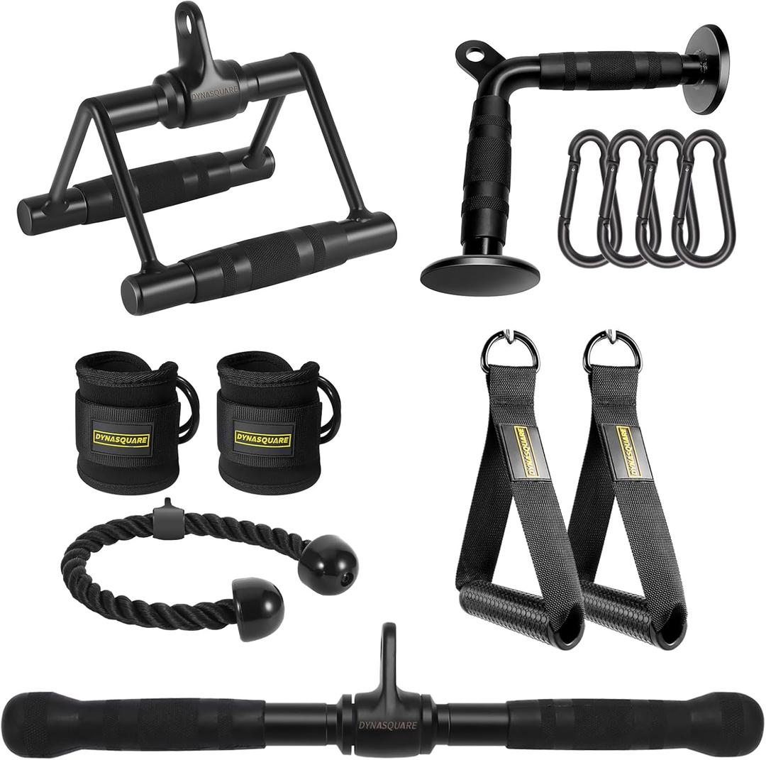 Cable Machine Attachments Combo, Heavy Duty Solid Steel LAT Pulldown Attachments with Exercise Handles & Ankle Straps, Home Gym Machine Accessories (Black) Cable Machine Attachments Combo, Heavy Duty Solid Steel LAT Pulldown Attachments with Exercise Handles & Ankle Straps, Home Gym Machine Accessories (Black)
