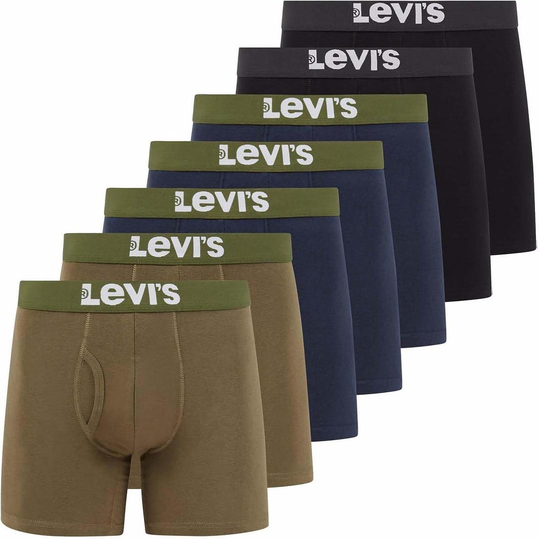 Levi's Mens Underwear 7 Pack Mens Boxer Briefs for Men Cotton Stretch (XX-Large, Black, Navy, Olive)