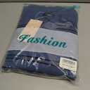 MASCOMODA Womens Sweaters Fall 2025 Oversized Striped Sweater Long Sleeve Polo V Neck Loose Side Slit Knitted Tunic Tops (Blue, XL)