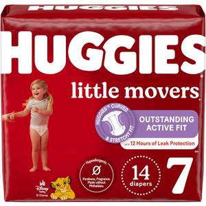 Huggies Size 7 Diapers, Little Movers Baby Diapers, Size 7 (41+ lbs), 14 Count