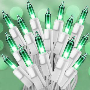 Green Christmas Lights, Green String Lights 25FT 100 Incandescent Bulbs Green Lights with White Wire for Christmas Tree, Garland, Indoor & Outdoor St Patrick's Day Decoration