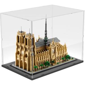 Choowin Acrylic Display Case for Lego Notre Dame 21061 for Lego Bowser 71411 for Lego X Mansion 76294 Thickened Clear Acrylic Display Cases for Collectibles Assemble Dustproof Display Box(Black Base)