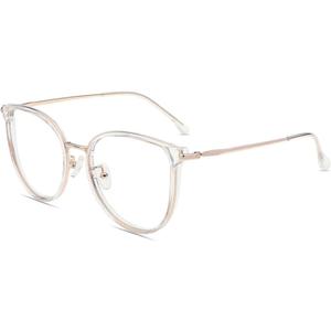 Firmoo 2023 Blue Light Blocking Reading Glasses +2.5 for Women/men, Anti Glare Reader Glasses, Clear Gold Round Computer Glasses for Screens