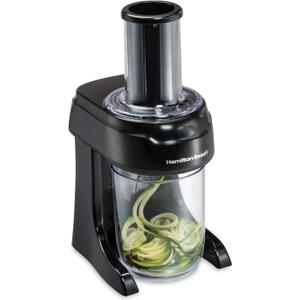 Hamilton Beach 3-in-1 Electric Vegetable Spiralizer for Veggie Noodles, Zoodle Maker & Slicer With 3 Cutting Cones for Spaghetti, Linguine, and Ribbons, 6-Cups, Black (70930)