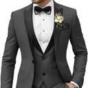 Men's Slim Fit Suit 3 Piece Suit Men Big and Tall Suits for Men Business Wedding Party Jacket Vest & Pant, XL