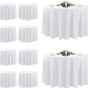 10 Pack White Round Tablecloths, 120 Inch Stain Resistant and Wrinkle Polyester Fabric Washable Table Clothes Cover for Kitchen Dining, Wedding, Reception Banquet, Birthday Party, Buffet