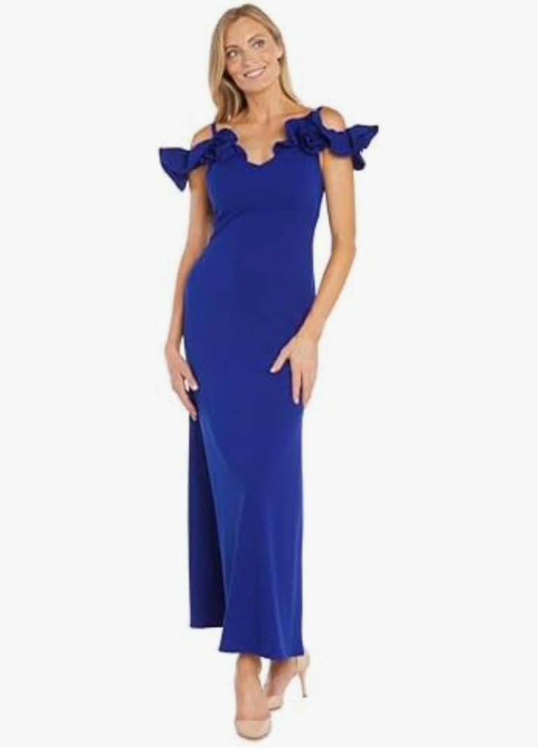 R&M Richards Women's Off The Shoulder Cocktail Dress, Royal Blue, Size 10