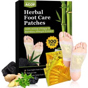 Premium 100 Pack Herbal Foot Pads with Wood Ginger Vinegar Bamboo & Vitamin C Deep Extract for Nighttime Daily feet Care Promoting Sleeping Patches Prime Wellness Gift for Women & Loved Ones