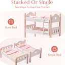 ROBUD Baby Doll Crib, Wooden Baby Doll Beds for 20 Inch Dolls, Baby Doll Bunk Beds with Tulle, American Girl Doll Bed for Gifts, Pink, Small