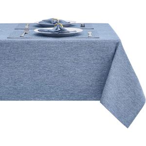Rectangle Table Cloth Linen Farmhouse Stainproof Waterproof Washable Polyester Oblong Rectangular Fabric Table Cover for Kitchen Dining Dinner(Denim Blue/60x84 Inch)