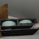 Ceramic 3.2 Cup Raised Slow Feeder Dog Bowl Set, Elevated 8.2inch Bowl and 9.5inch Slow Pet Food Dish with Wooden Stand for Large Dog (2 x Light Green+ Stand)