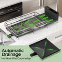Large Dish Drying Rack, Expandable Dish Rack, Stainless Steel Anti-Rust Dish Racks for Kitchen Counter, Multifunctional Dish Drainer with Utensil Holder & Cup Holder, 13.4"-28.7" L x 11.8" W