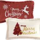 ATLINIA Christmas Pillow Covers 12x20 Set of 2 - Xmas Decorative Farmhouse Linen Throw Pillow Cases Holiday Sofa Couch Cushion Covers Merry Christmas